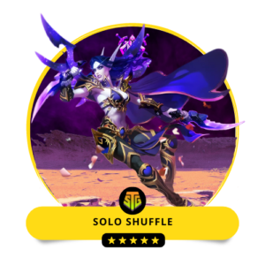 WoW character in epic armor, symbolizing Solo Shuffle Boost services provided by SkipTheGrind.Online.