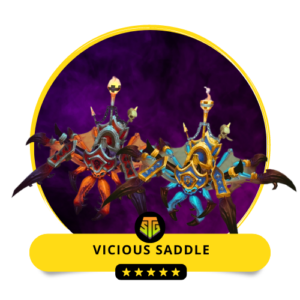 Two WoW Vicious Saddle mounts, representing SkipTheGrind.Online’s Vicious Saddle Boost service for mount collectors.